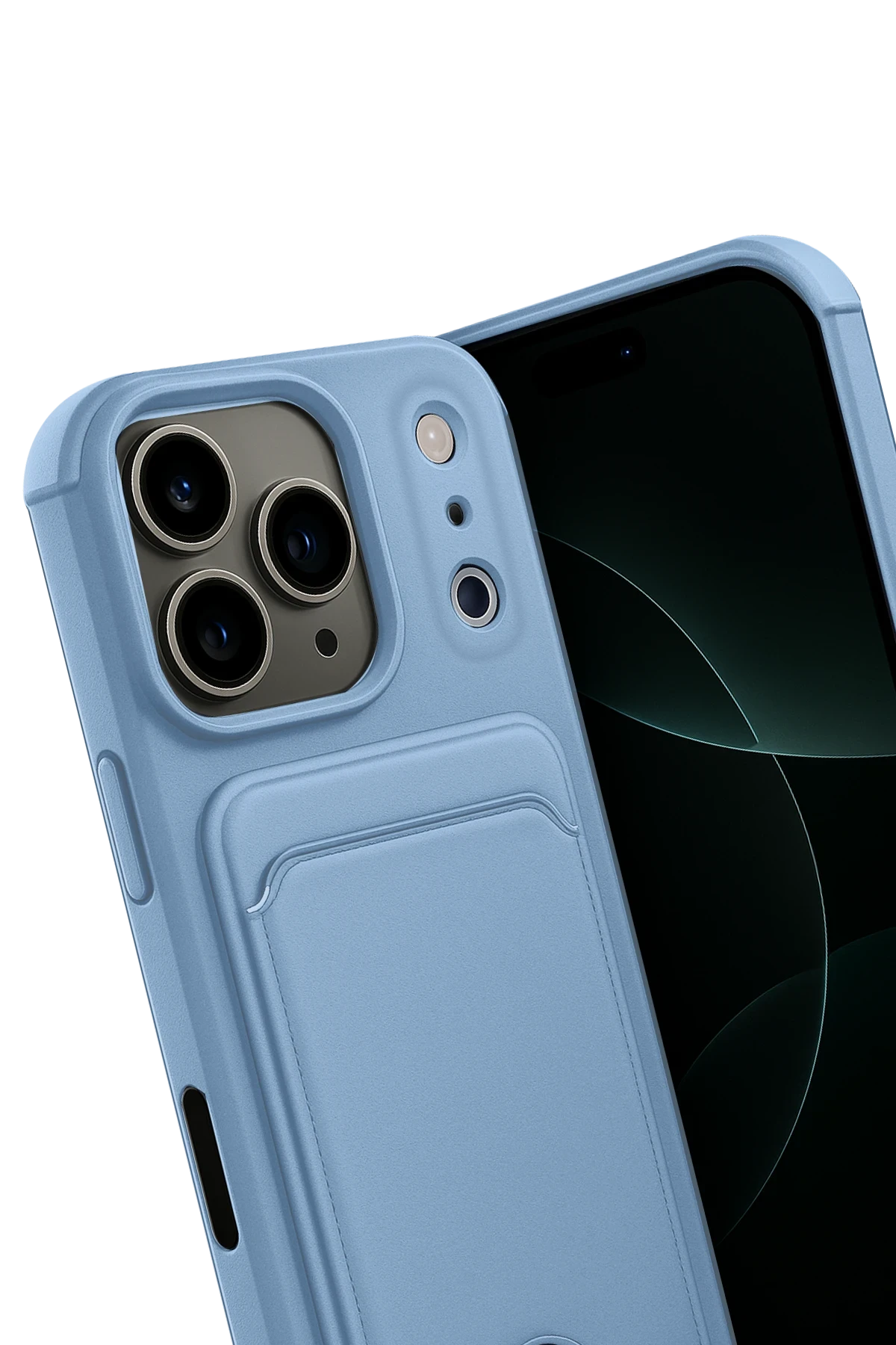 Newface Apple iPhone 17 Pro Kelvin Kartvizitli Silikon - Mavi