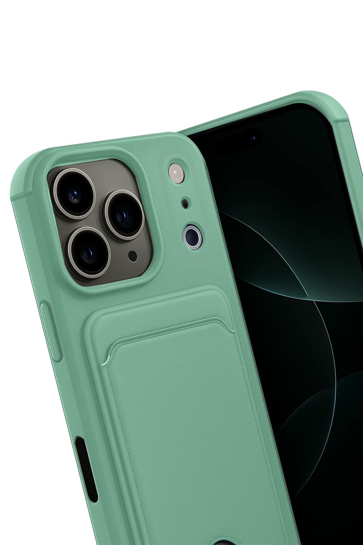 Newface Apple iPhone 17 Pro Kelvin Kartvizitli Silikon - Açık Yeşil
