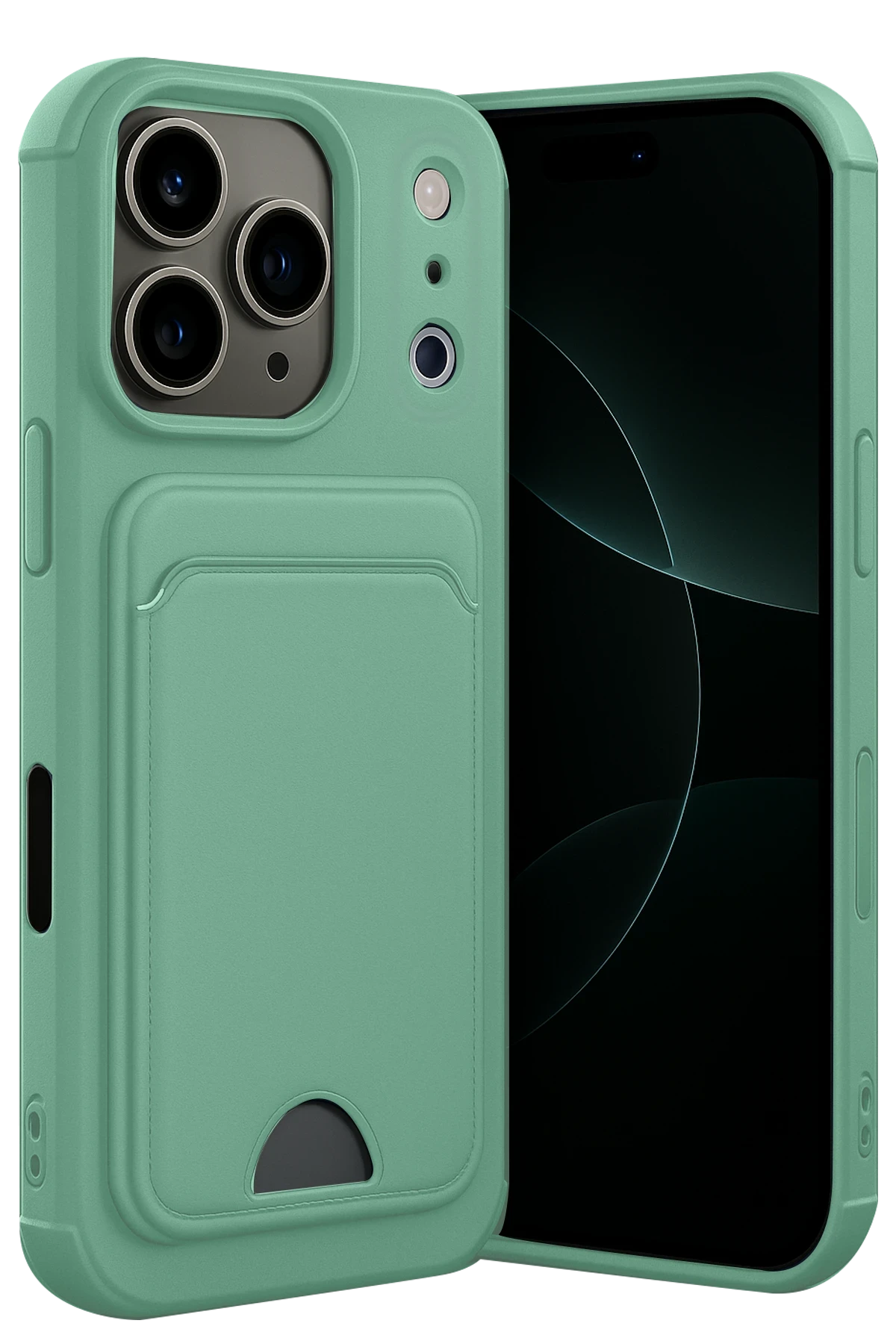 Newface Apple iPhone 17 Pro Kelvin Kartvizitli Silikon - Açık Yeşil