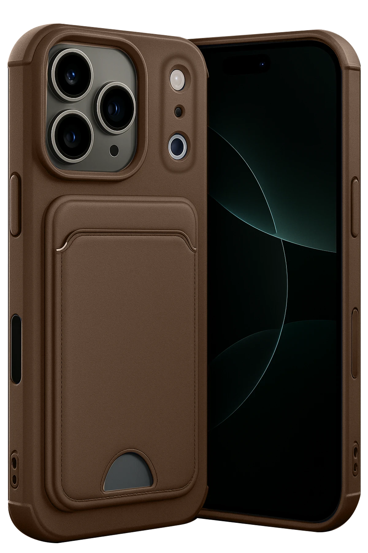 Newface Apple iPhone 17 Pro Kelvin Kartvizitli Silikon - Kahverengi