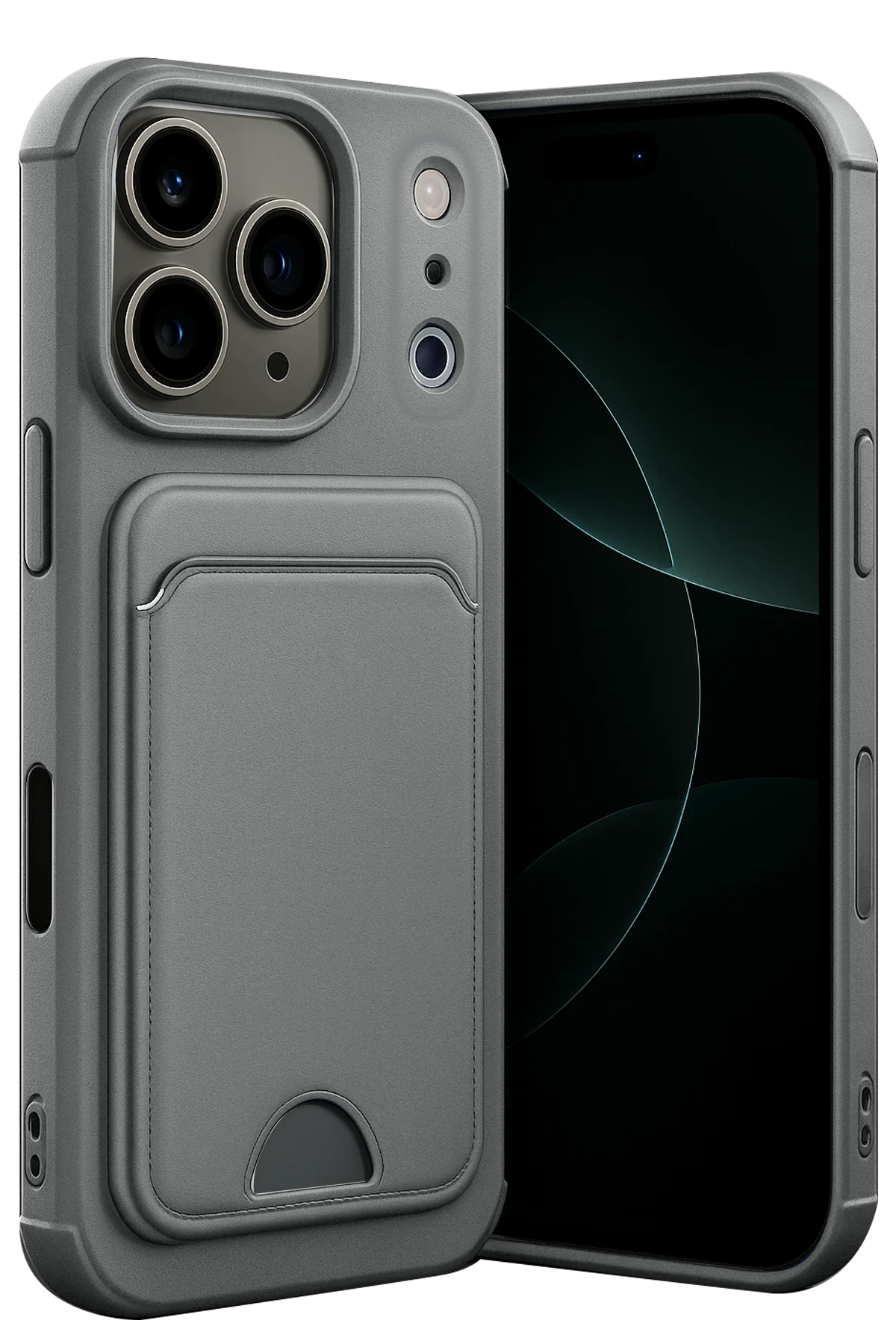 Newface Apple iPhone 17 Pro Kelvin Kartvizitli Silikon - Gri