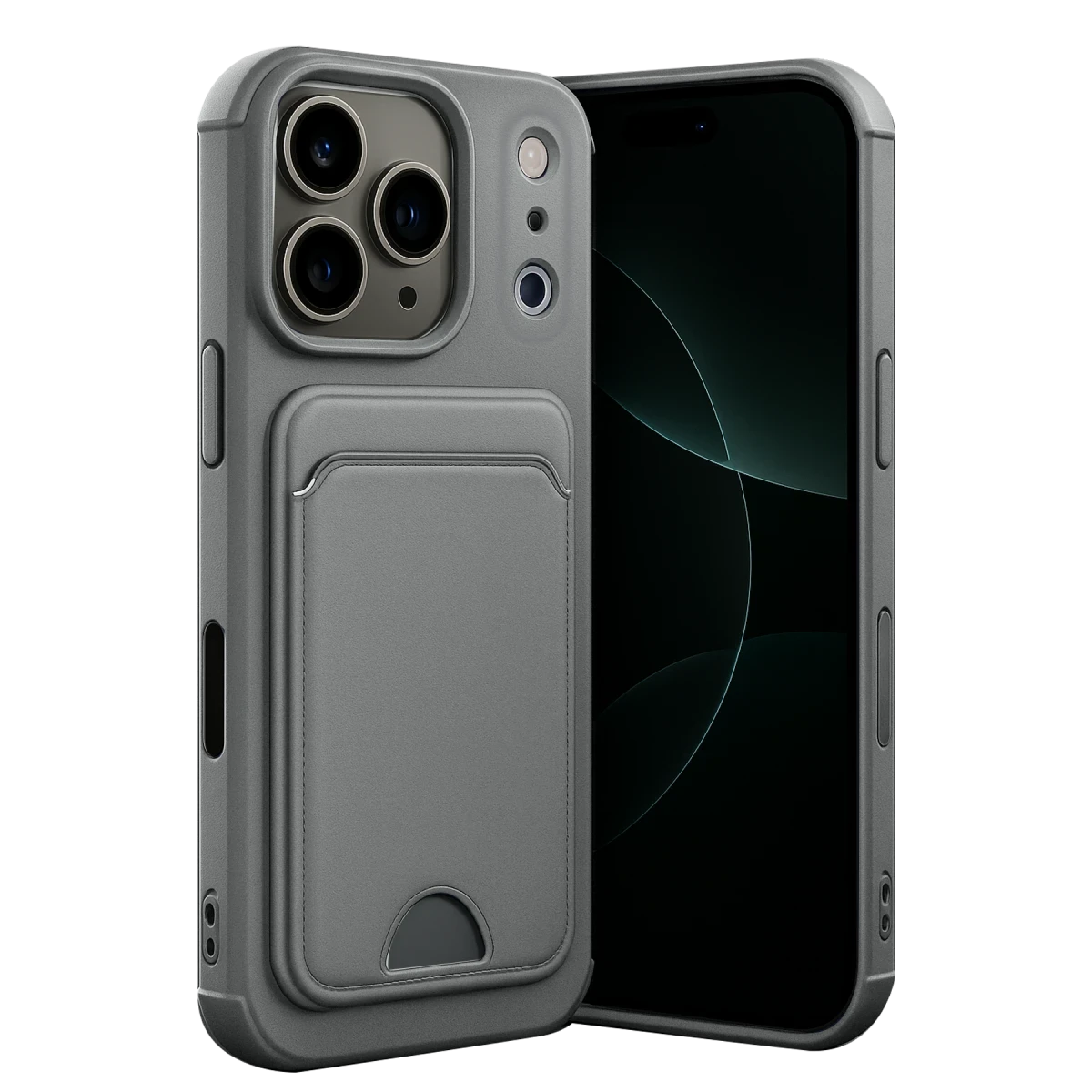 Newface Apple iPhone 17 Pro Kelvin Kartvizitli Silikon - Gri