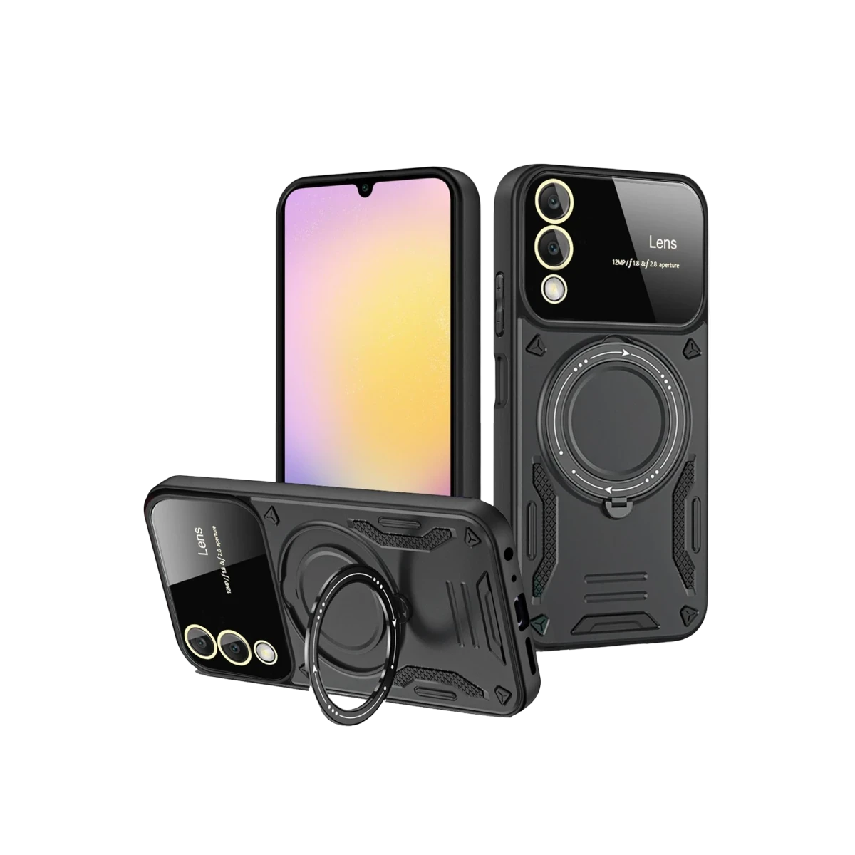 Newface Samsung Galaxy S25 Edge Kılıf Joy Lens Standlı Kapak - Siyah — görsel 5