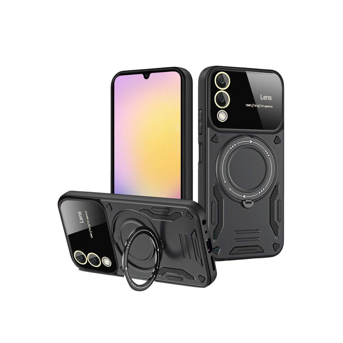 Newface Samsung Galaxy S25 Edge Kılıf Joy Lens Standlı Kapak - Siyah — görsel 9