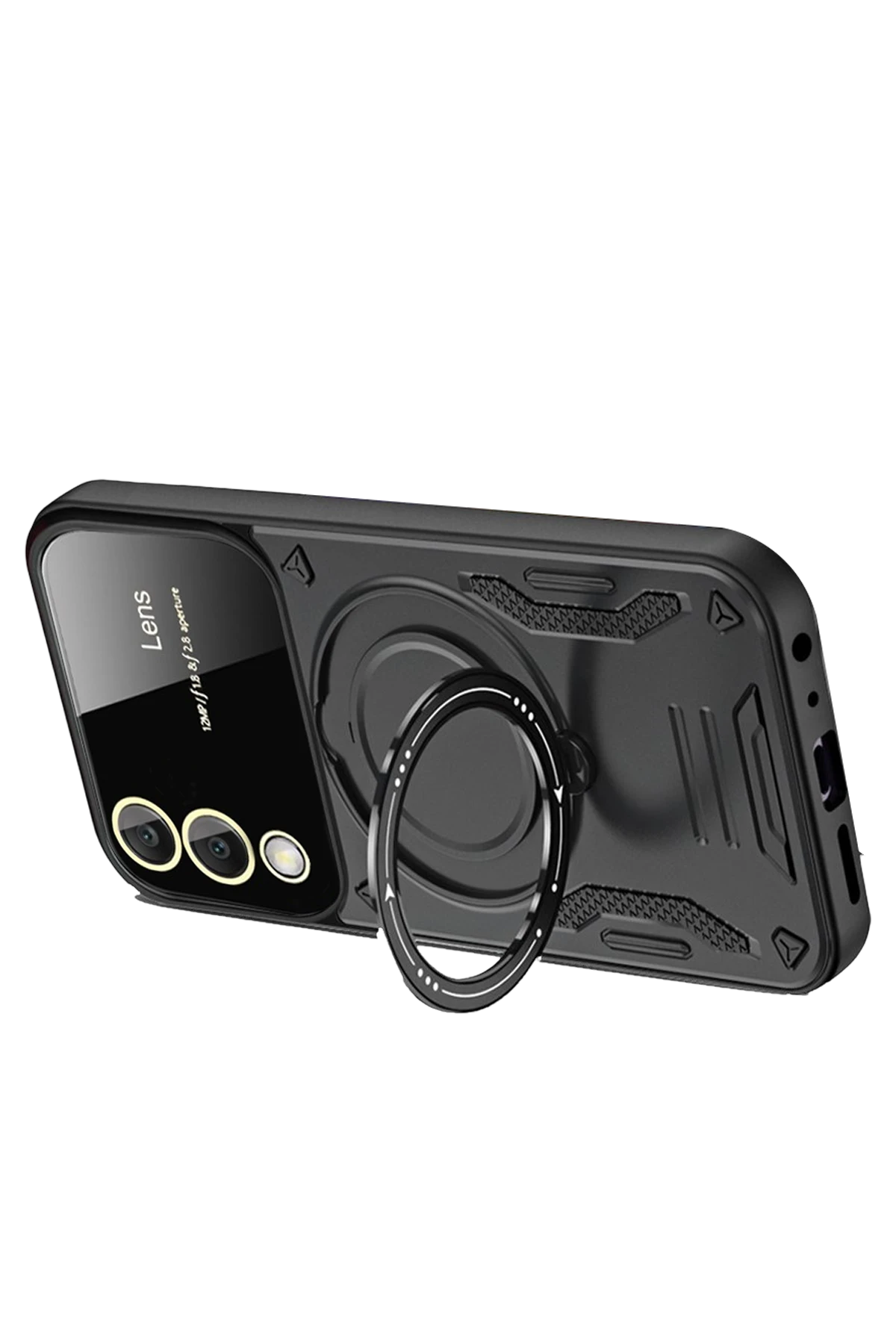 Newface Samsung Galaxy S25 FE Kılıf Joy Lens Standlı Kapak - Siyah
