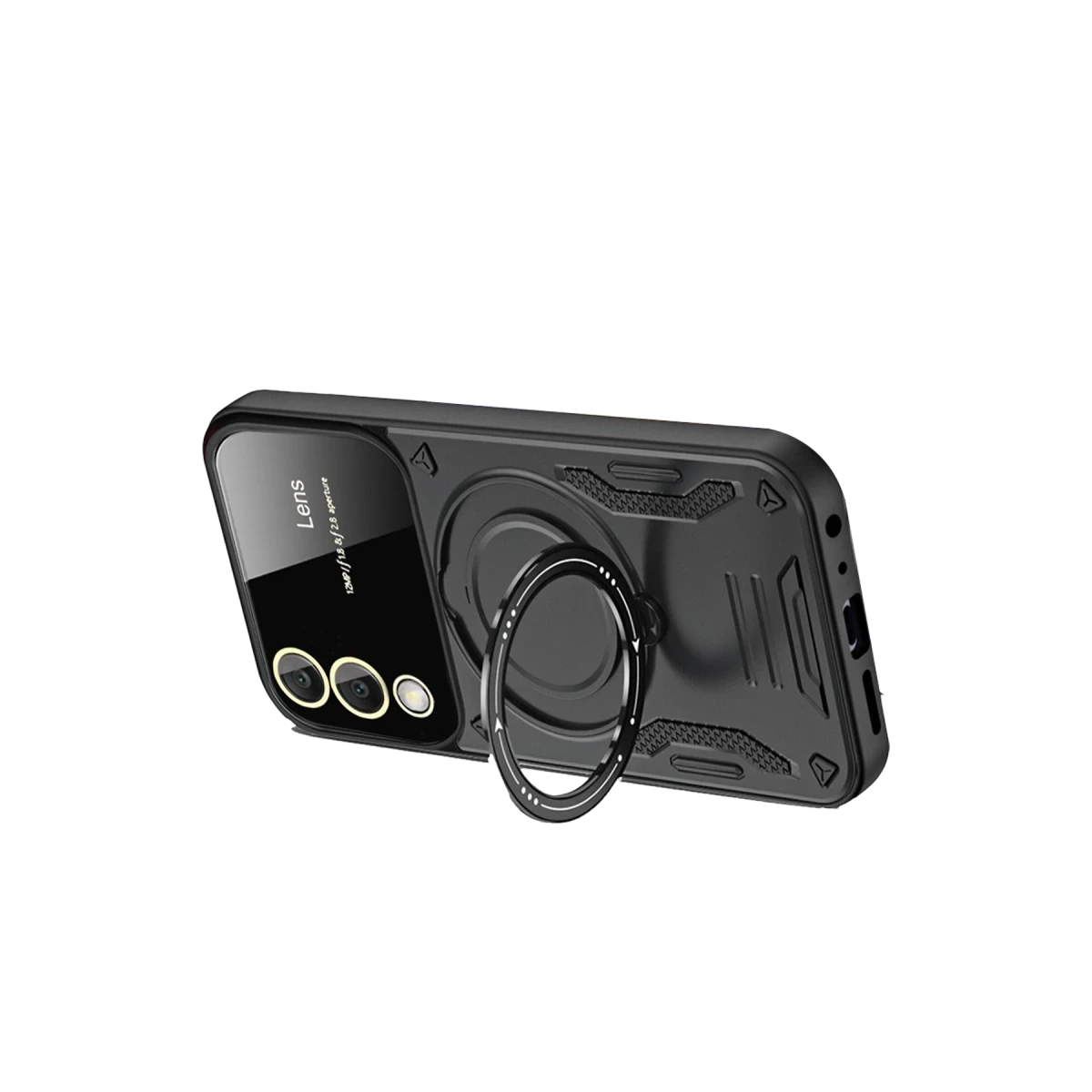 Newface Samsung Galaxy S25 Edge Kılıf Joy Lens Standlı Kapak - Siyah — görsel 6