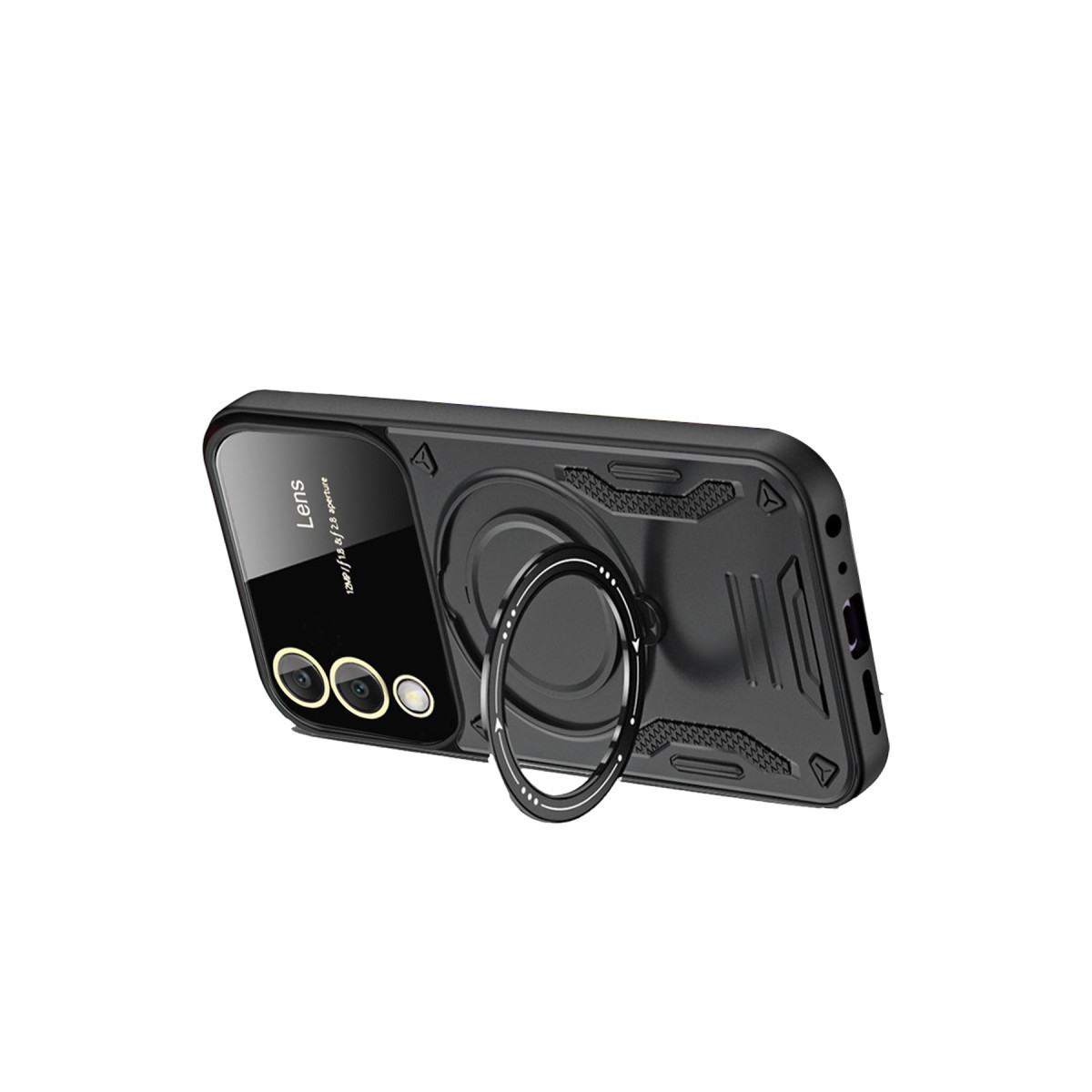 Newface Samsung Galaxy S25 Edge Kılıf Joy Lens Standlı Kapak - Siyah — görsel 10