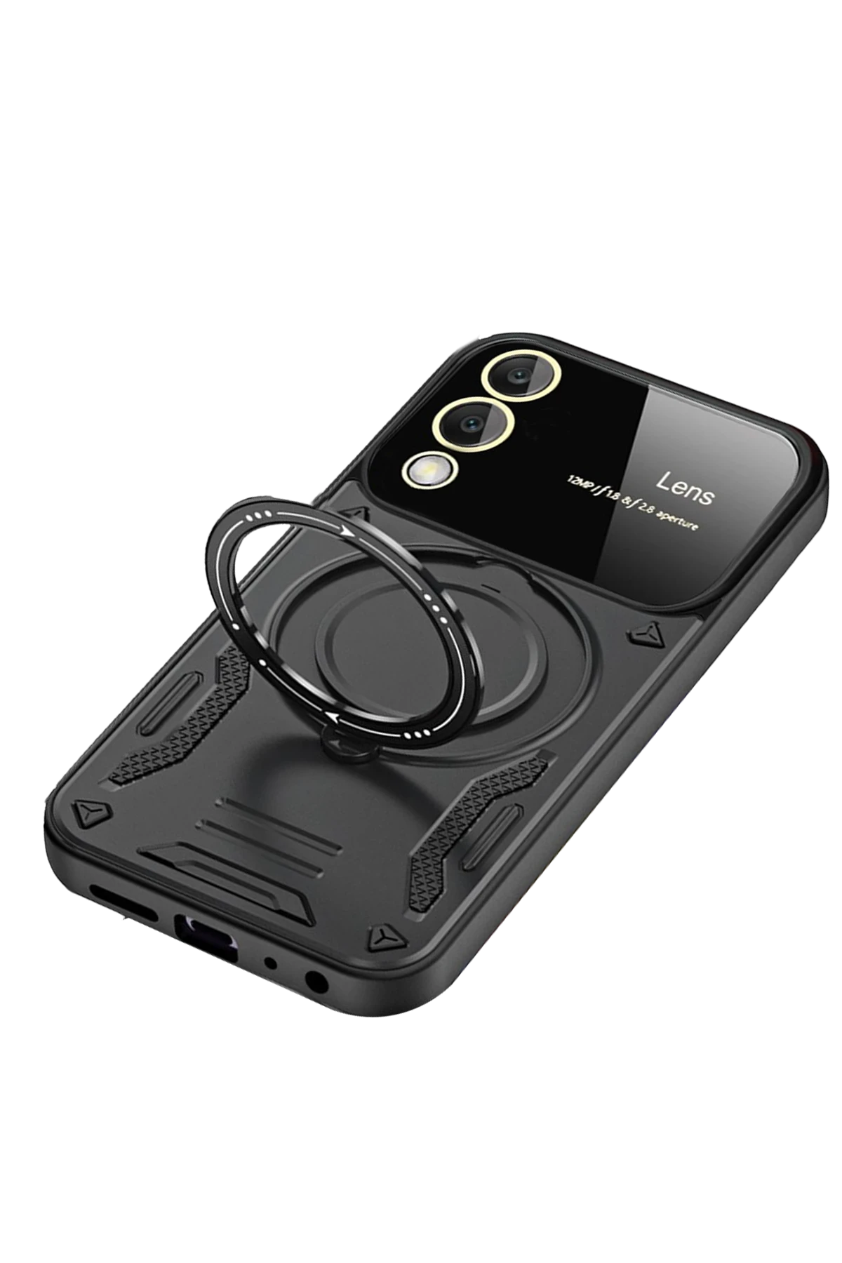 Newface Samsung Galaxy S25 FE Kılıf Joy Lens Standlı Kapak - Siyah