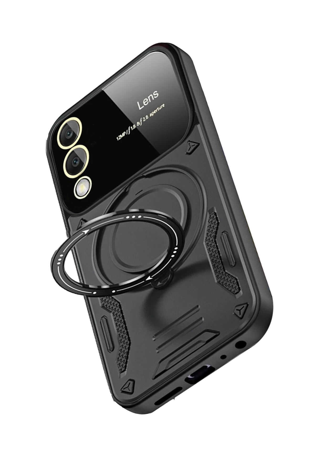 Newface Samsung Galaxy S25 FE Kılıf Joy Lens Standlı Kapak - Siyah