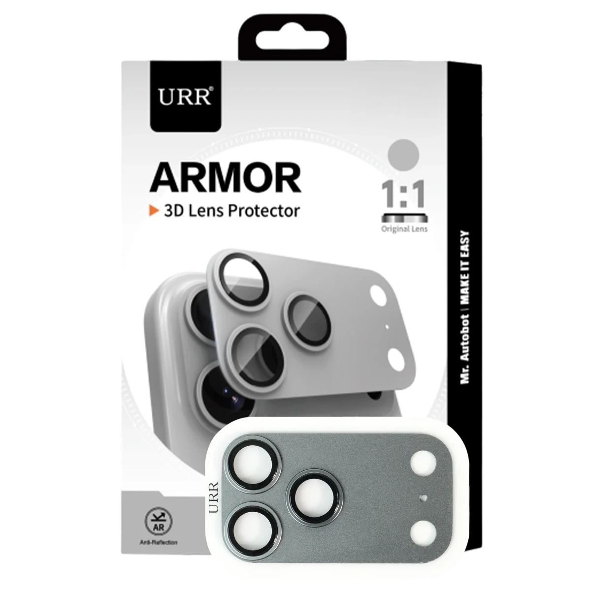 URR Apple iPhone 17 Pro Max Armor 3D Kamera Lens Koruyucu - Natural Grey