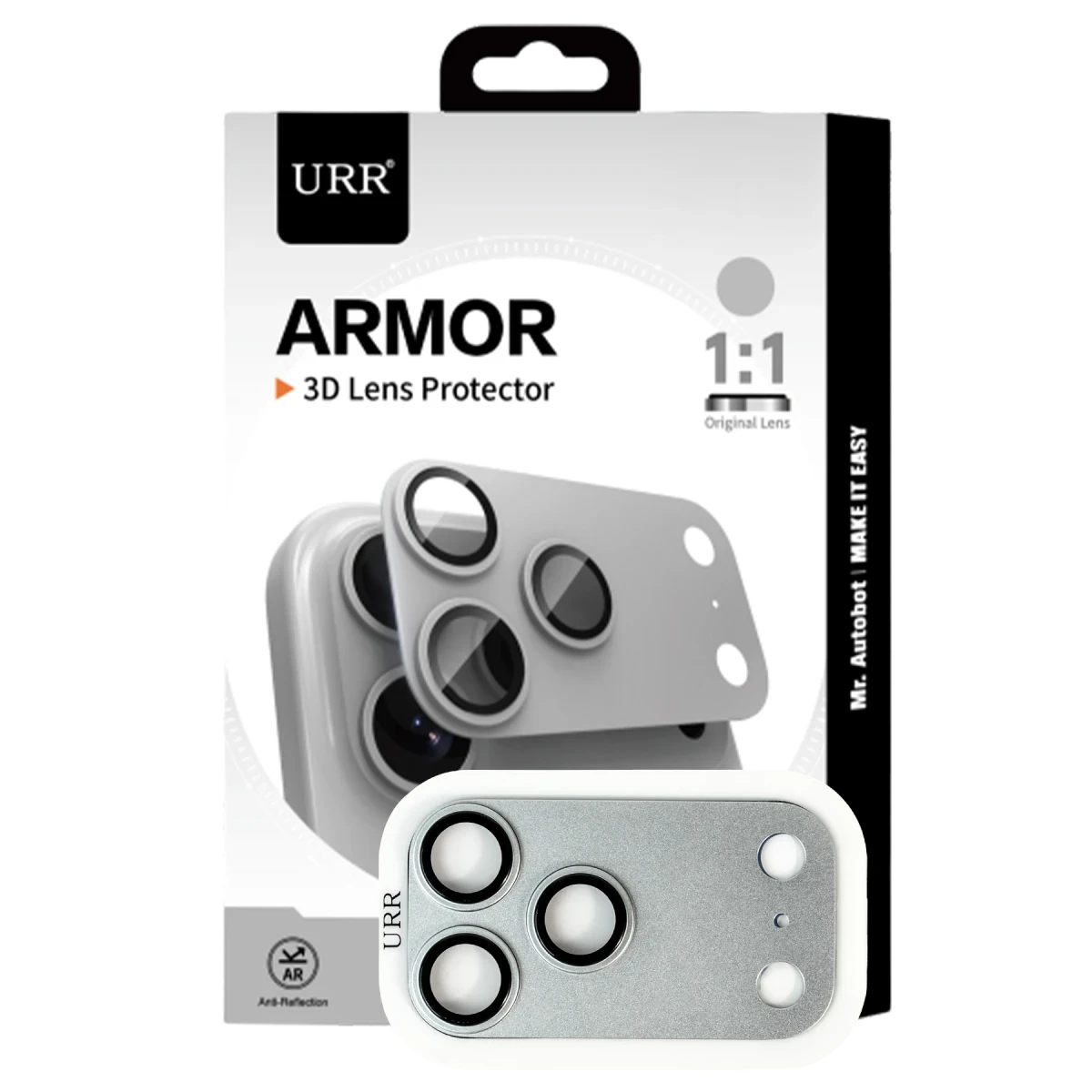 URR Apple iPhone 17 Pro Armor 3D Kamera Lens Koruyucu - Gümüş