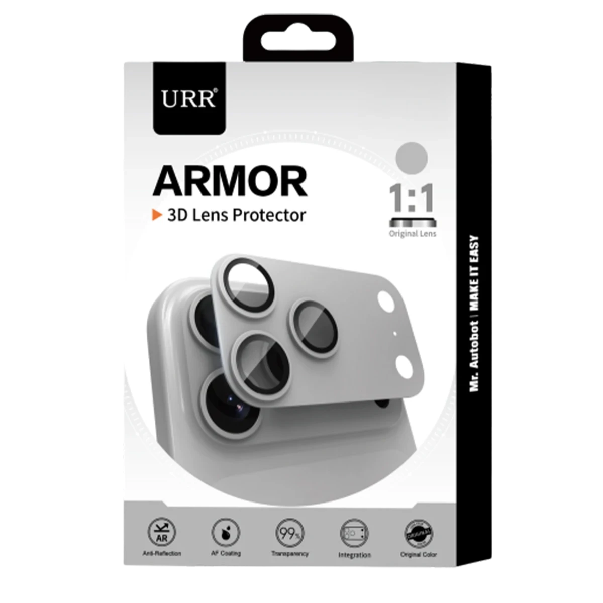 URR Apple iPhone 17 Pro Armor 3D Kamera Lens Koruyucu - Gümüş