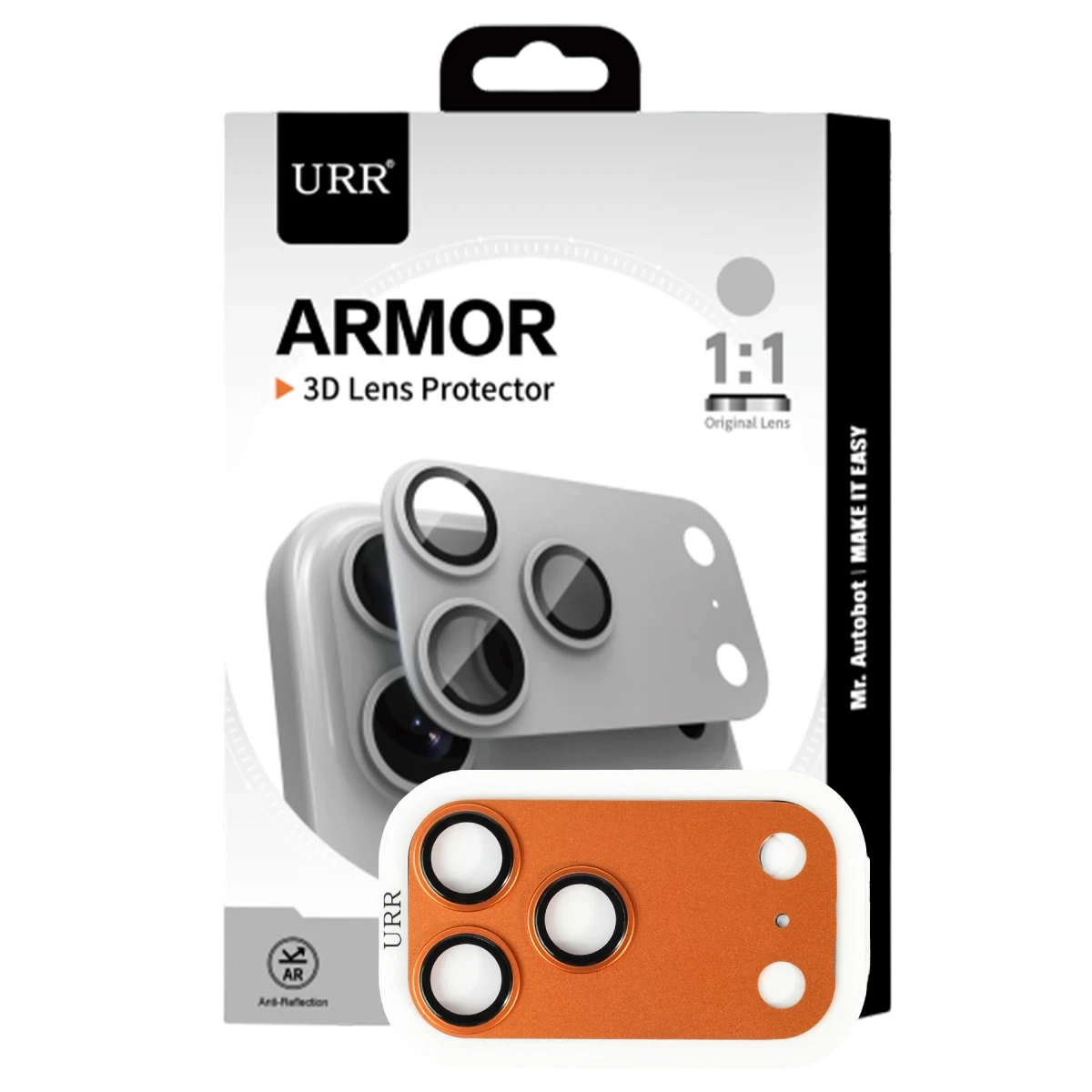 URR Apple iPhone 17 Pro Armor 3D Kamera Lens Koruyucu - Turuncu