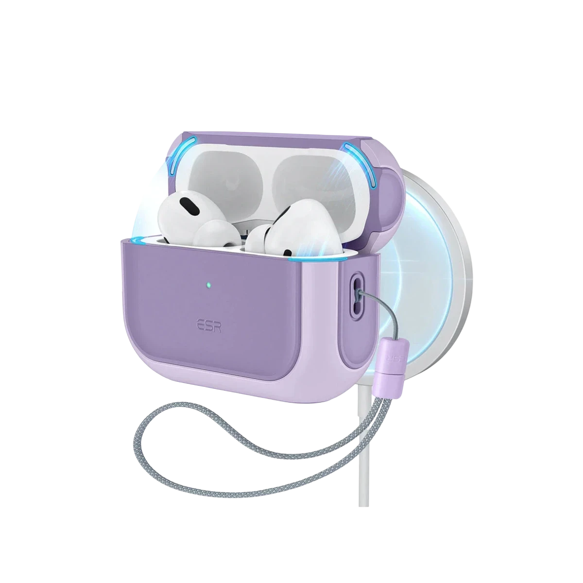ESR Apple Airpods Pro 2 (2.Nesil) Orbit Hybrid Magsafe Şarj Destekli Kılıf - Lila