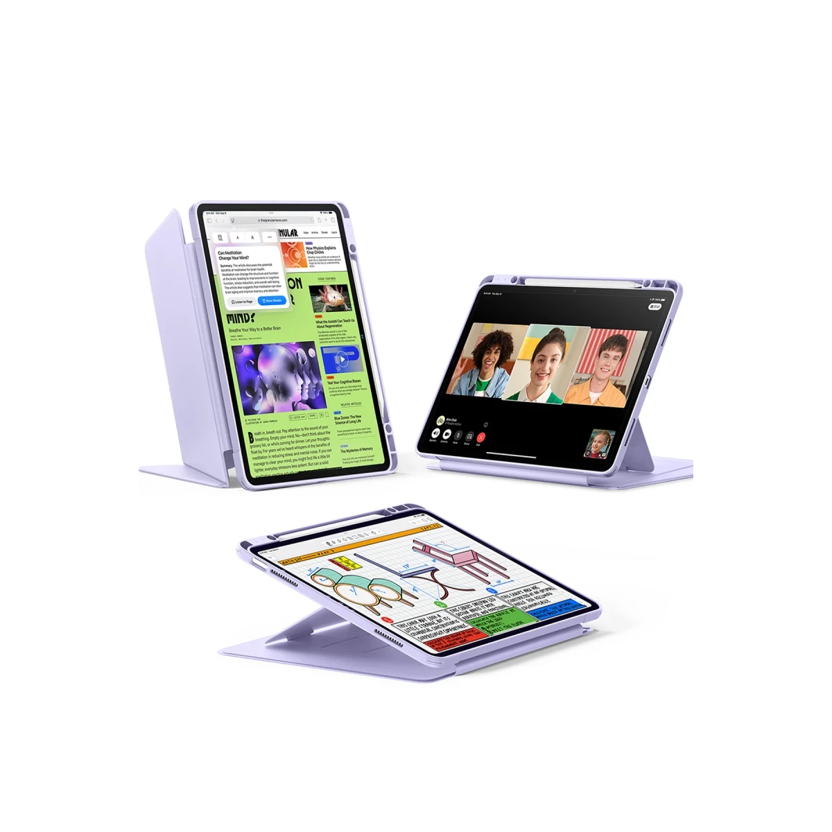 ESR Apple iPad Air 13 (2024) Flip Hybrid Kalemlikli Tablet Kılıfı - Mor