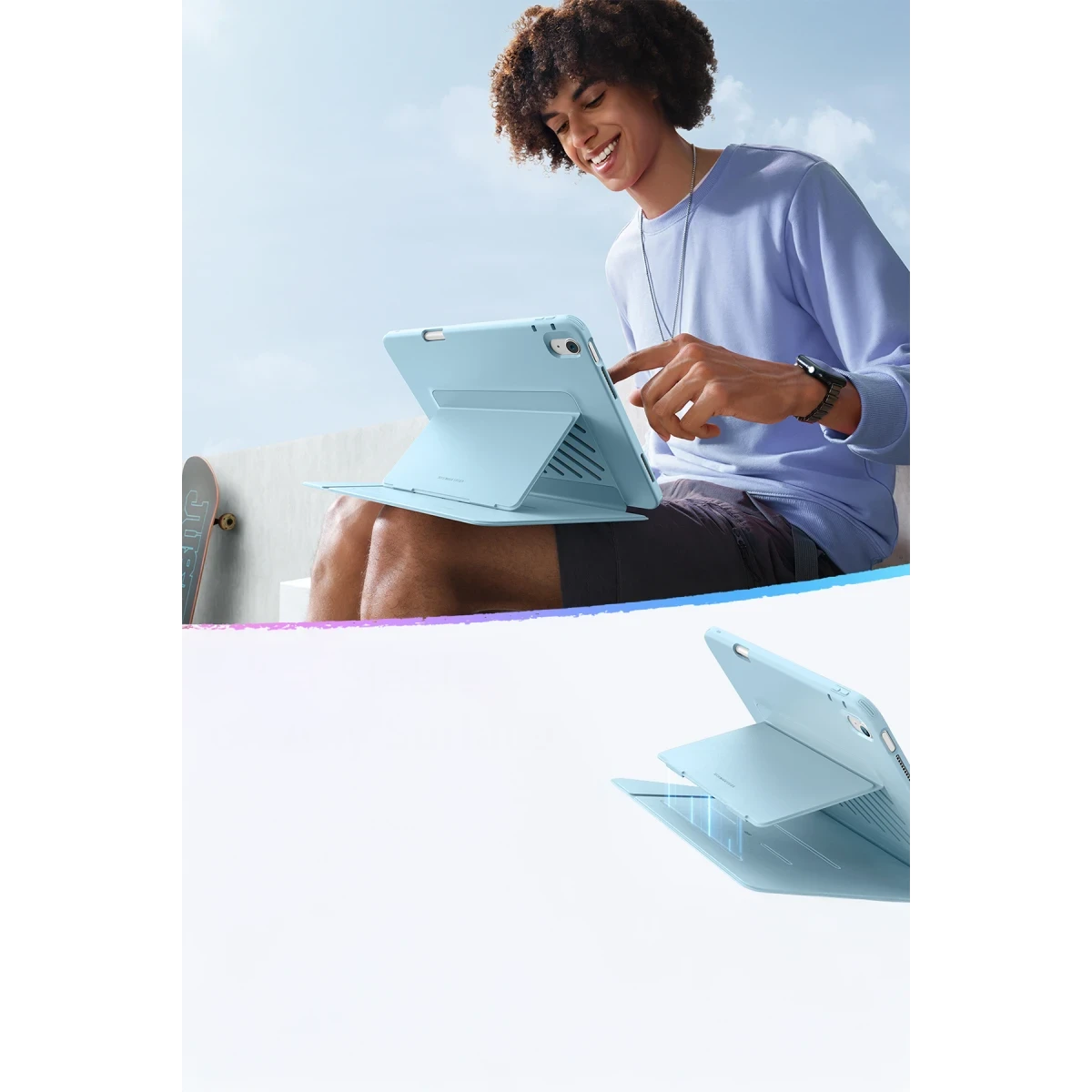 ESR Apple iPad Air 11 (2024) Flip Hybrid Kalemlikli Tablet Kılıfı - Açık Mavi