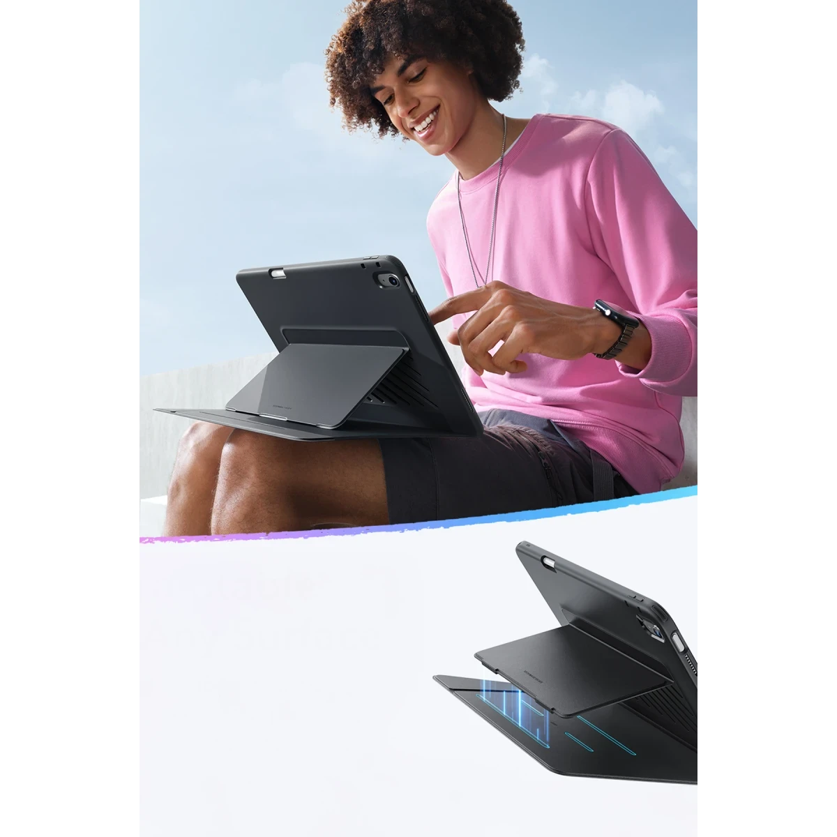 ESR Apple iPad Air 11 (2024) Flip Hybrid Kalemlikli Tablet Kılıfı - Siyah