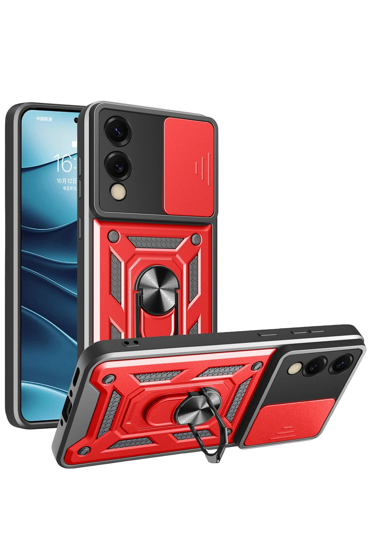 Newface Samsung Galaxy S25 Edge Pars Lens Yüzüklü Silikon - Kırmızı