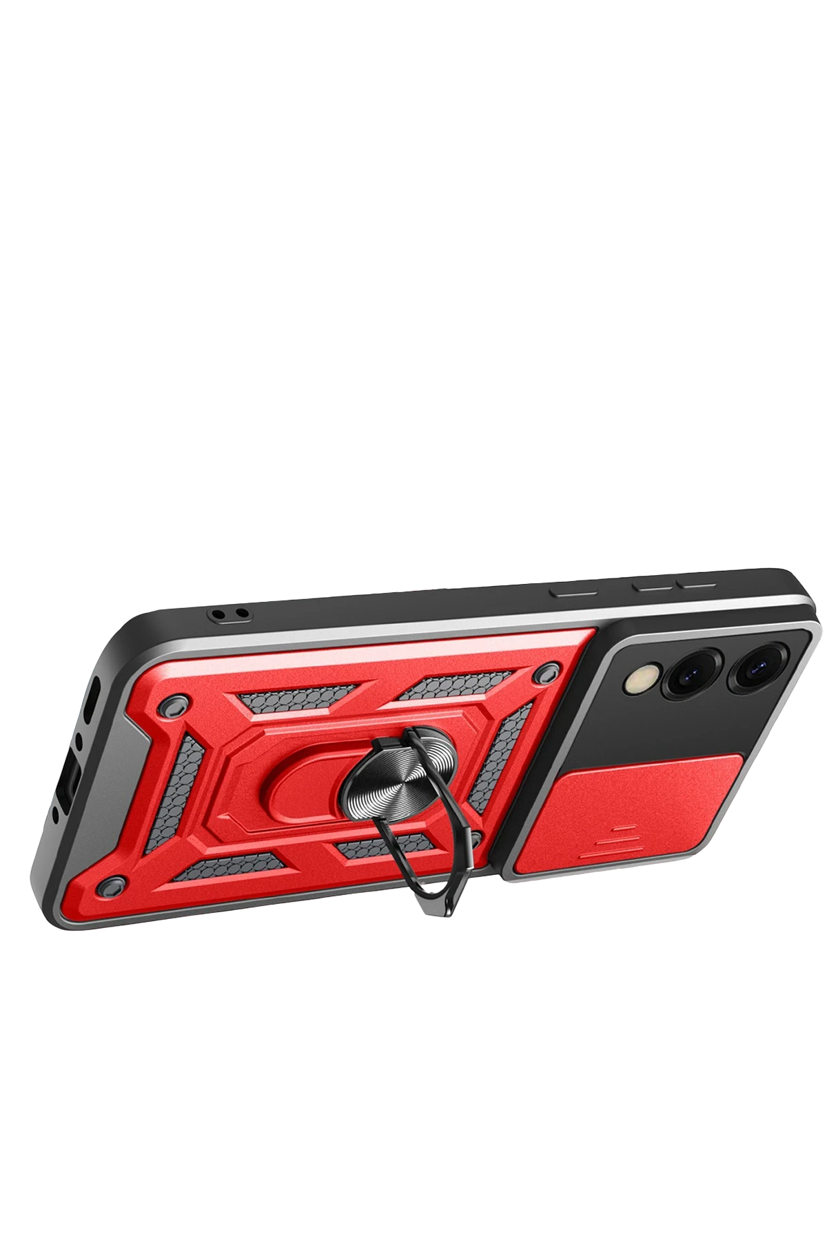 Newface Samsung Galaxy S25 Edge Pars Lens Yüzüklü Silikon - Kırmızı