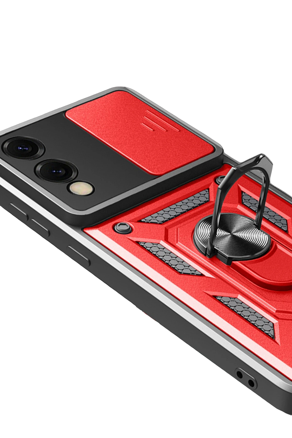 Newface Samsung Galaxy S25 Edge Pars Lens Yüzüklü Silikon - Kırmızı