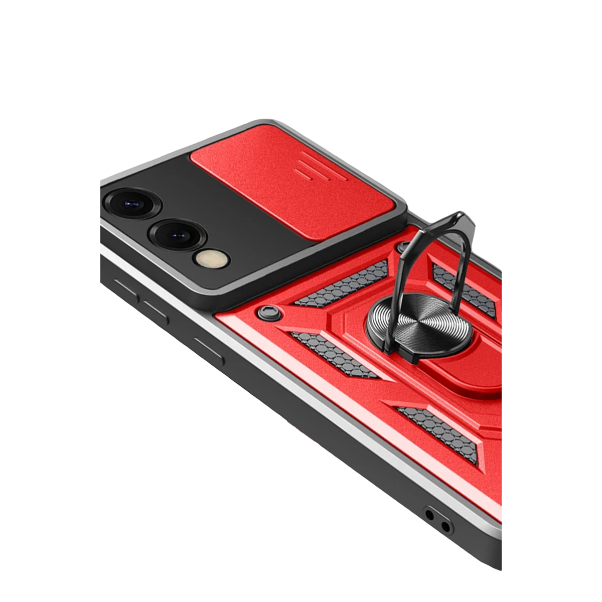 Newface Samsung Galaxy S25 Edge Pars Lens Yüzüklü Silikon - Kırmızı — görsel 8