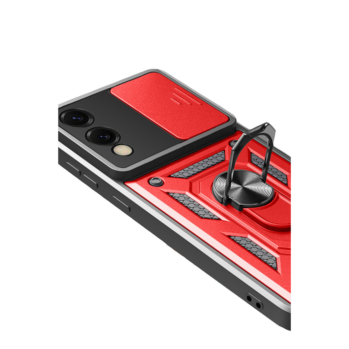 Newface Samsung Galaxy S25 Edge Pars Lens Yüzüklü Silikon - Kırmızı — görsel 12
