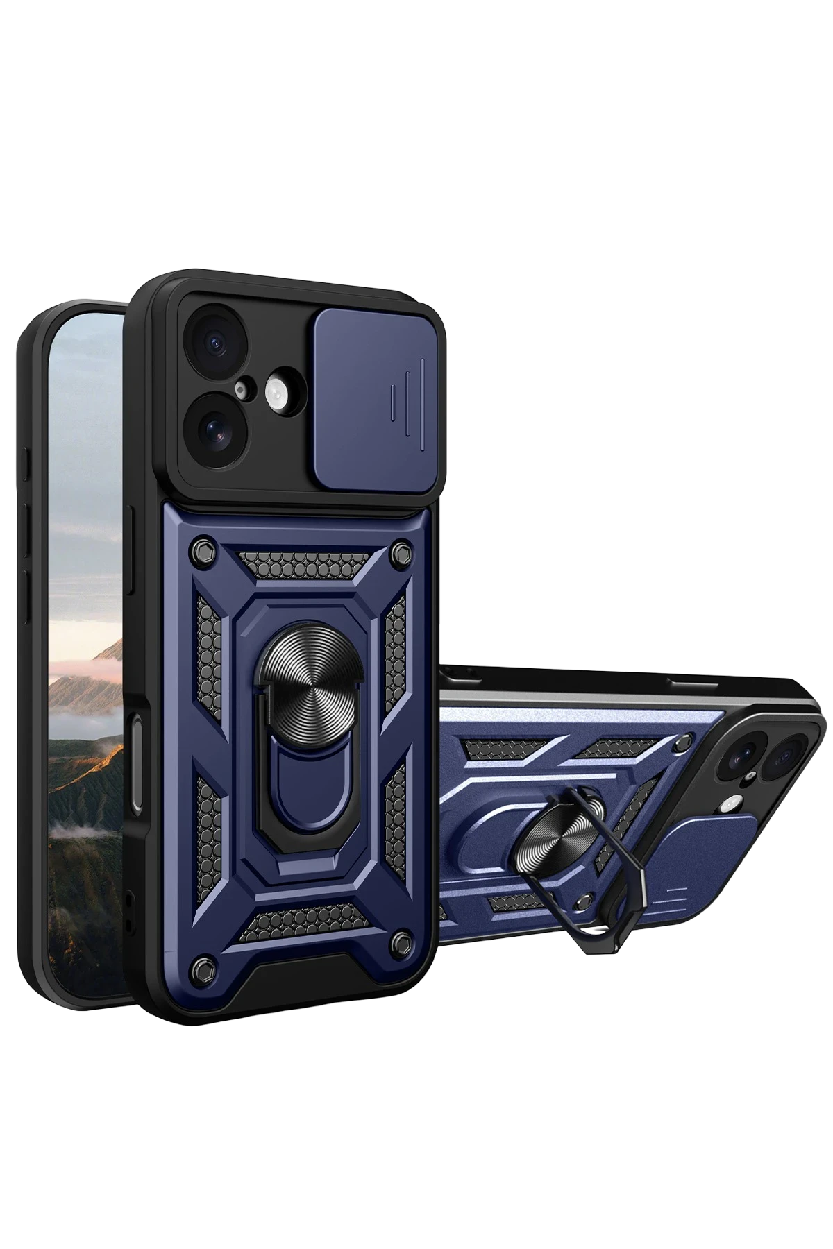 Newface Apple iPhone 17 Pars Lens Yüzüklü Silikon - Lacivert