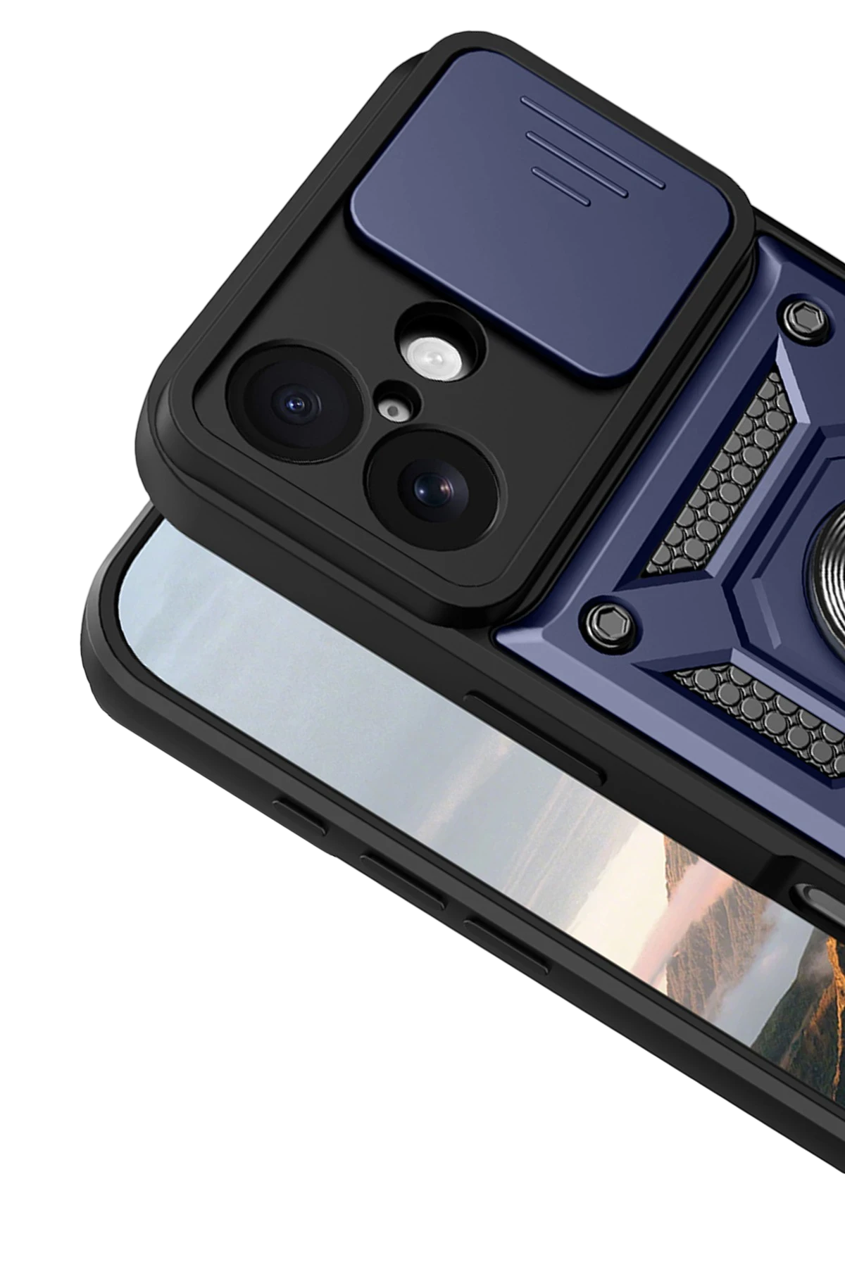 Newface Apple iPhone 17 Pars Lens Yüzüklü Silikon - Lacivert