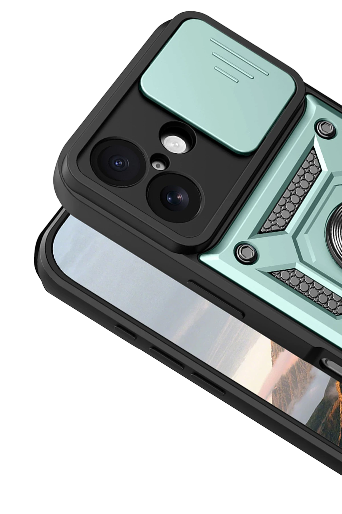 Newface Apple iPhone 17 Pars Lens Yüzüklü Silikon - Yeşil