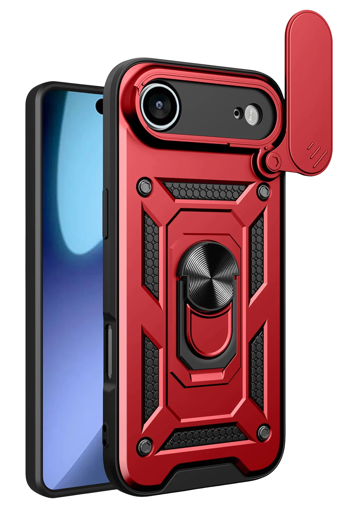 Newface Apple iPhone 17 Air Pars Lens Yüzüklü Silikon - Kırmızı