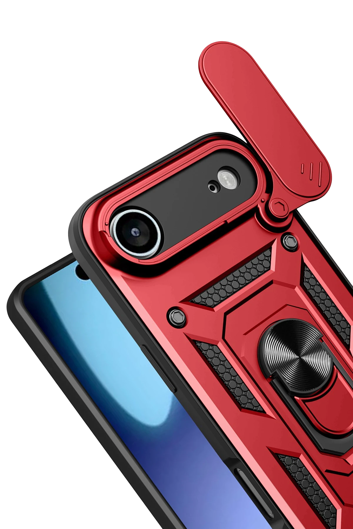 Newface Apple iPhone 17 Air Pars Lens Yüzüklü Silikon - Kırmızı