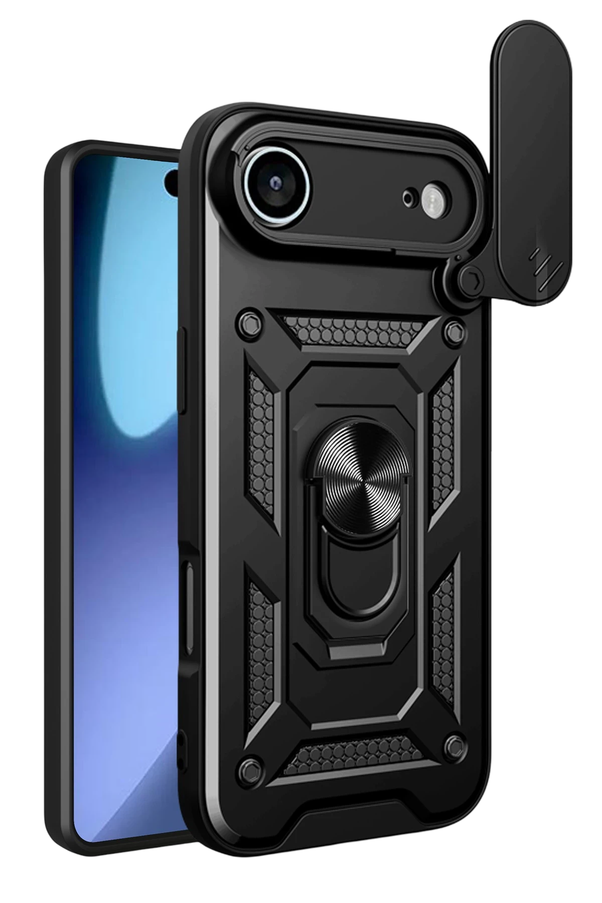 Newface Apple iPhone 17 Air Pars Lens Yüzüklü Silikon - Siyah