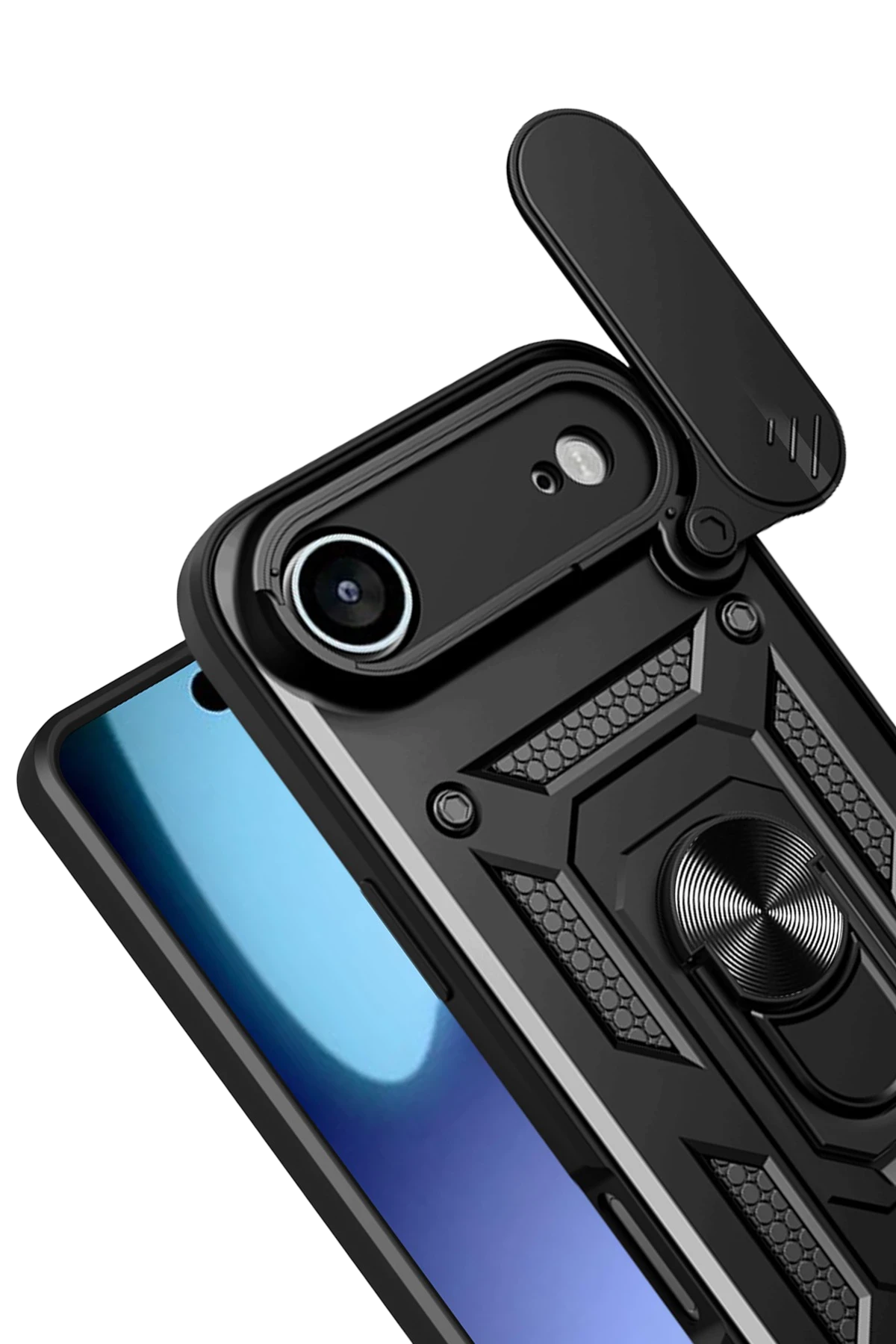Newface Apple iPhone 17 Air Pars Lens Yüzüklü Silikon - Siyah