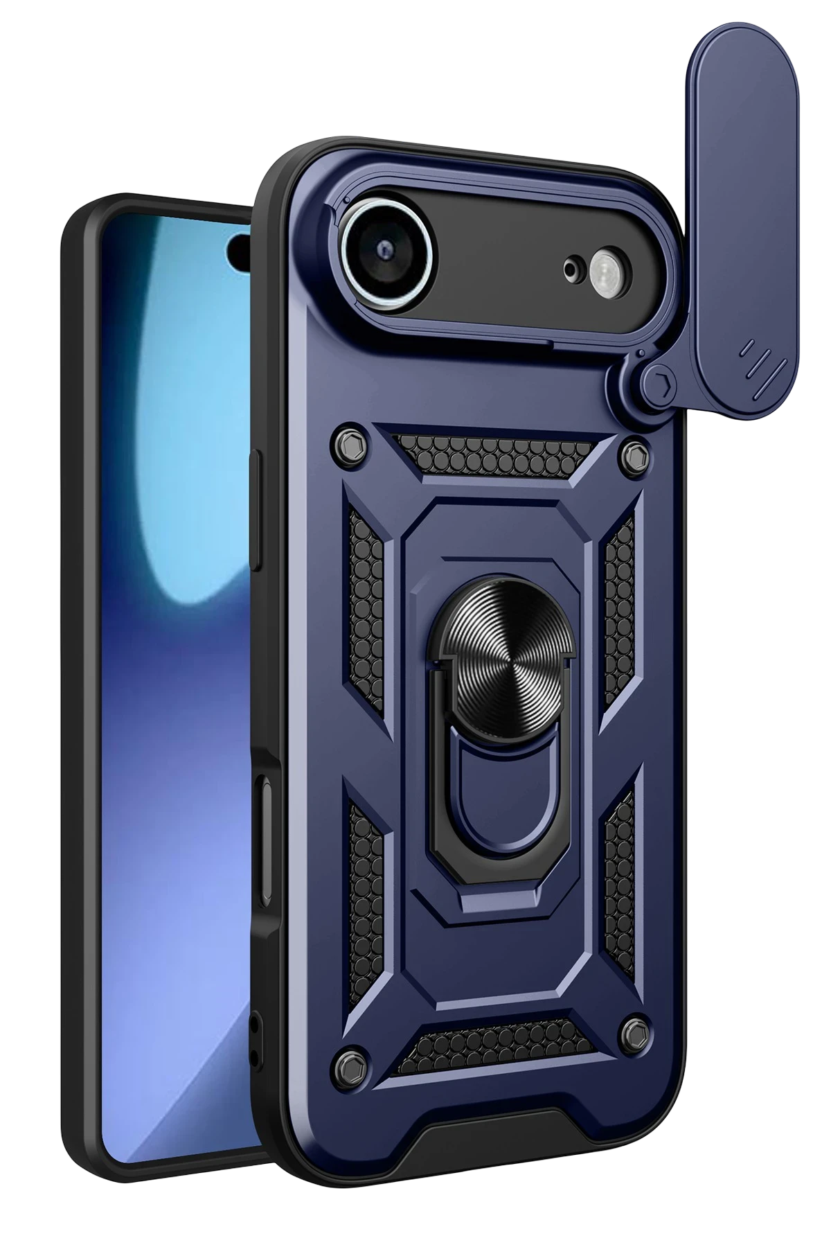 Newface Apple iPhone 17 Air Pars Lens Yüzüklü Silikon - Lacivert