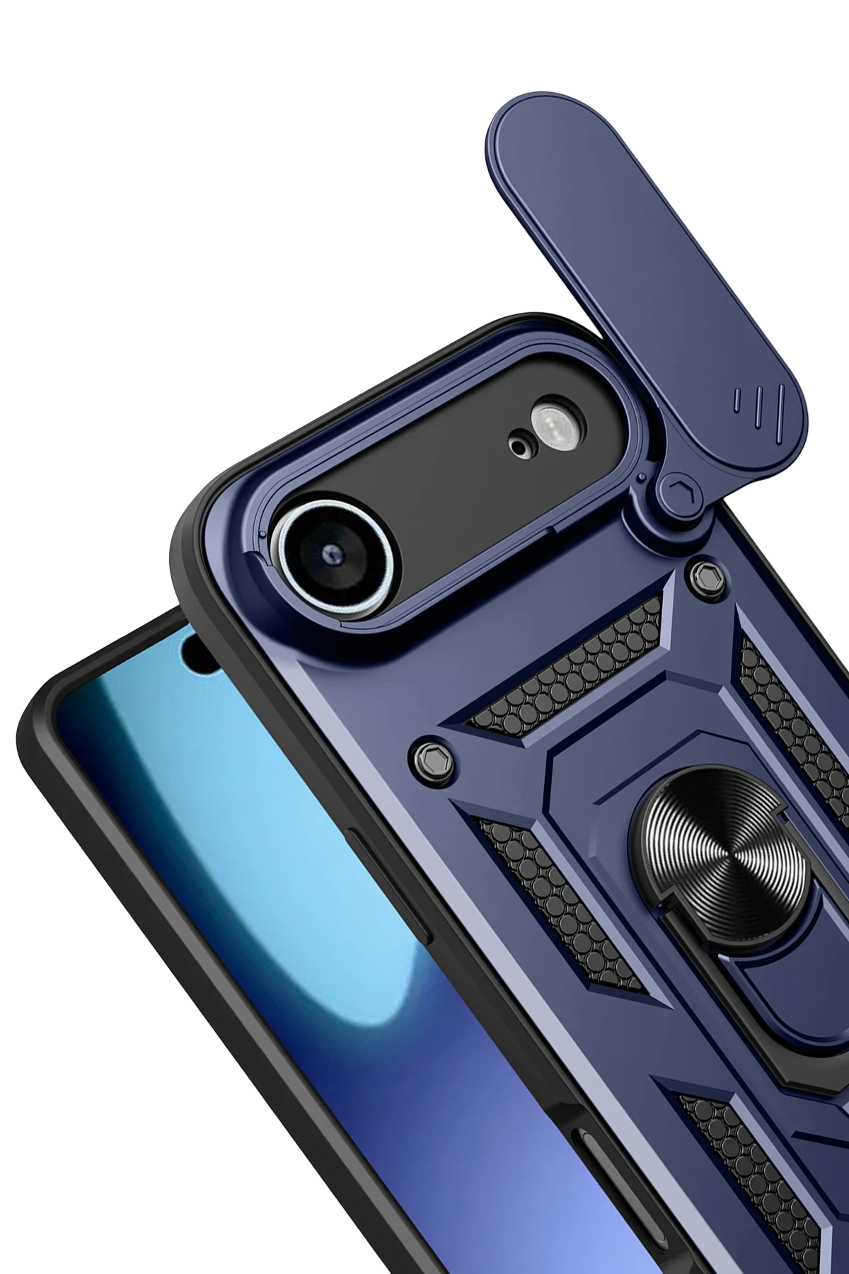 Newface Apple iPhone 17 Air Pars Lens Yüzüklü Silikon - Lacivert