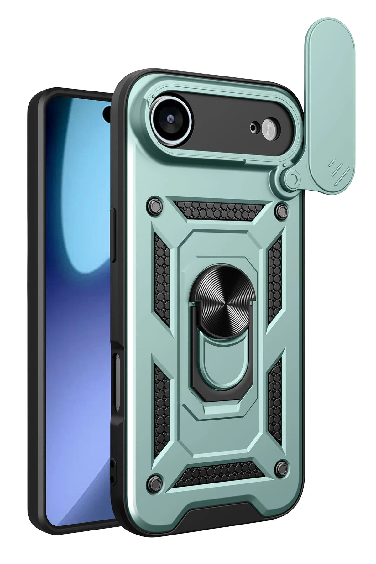 Newface Apple iPhone 17 Air Pars Lens Yüzüklü Silikon - Yeşil