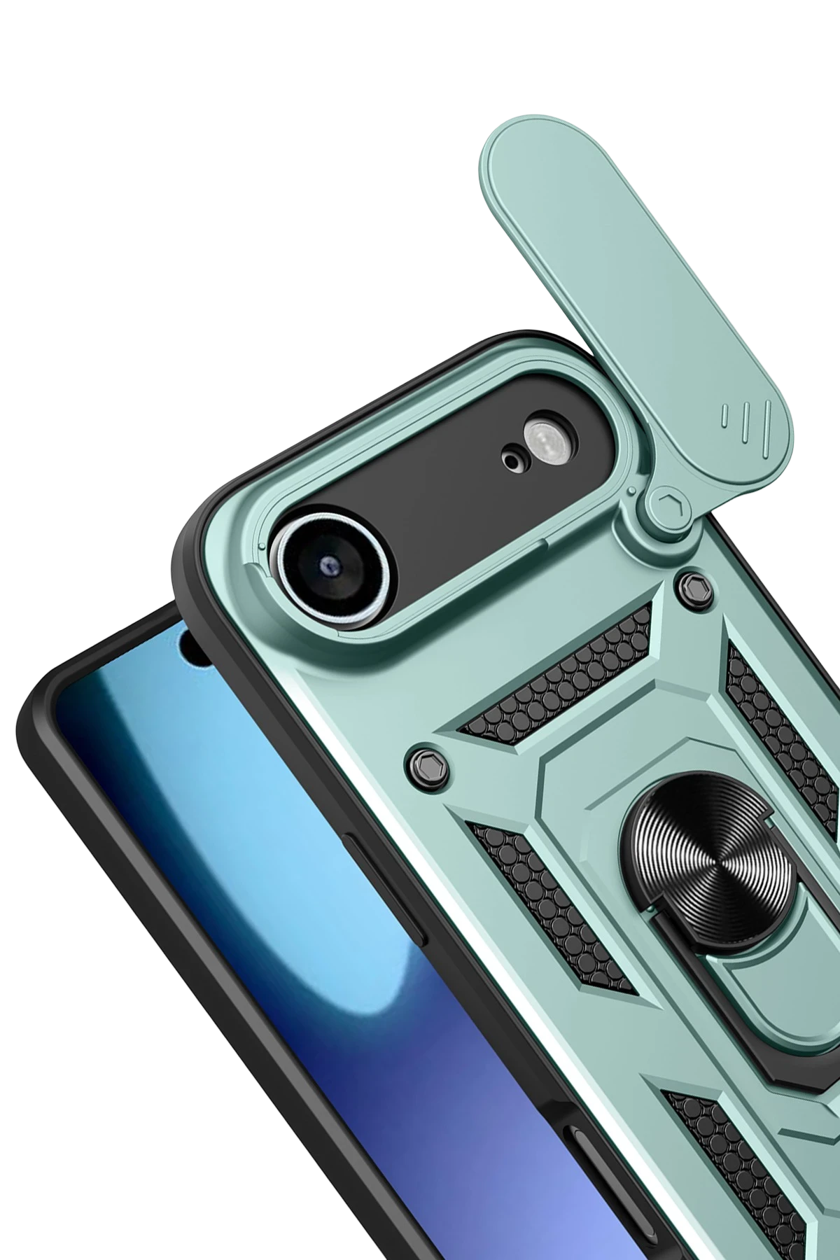 Newface Apple iPhone 17 Air Pars Lens Yüzüklü Silikon - Yeşil