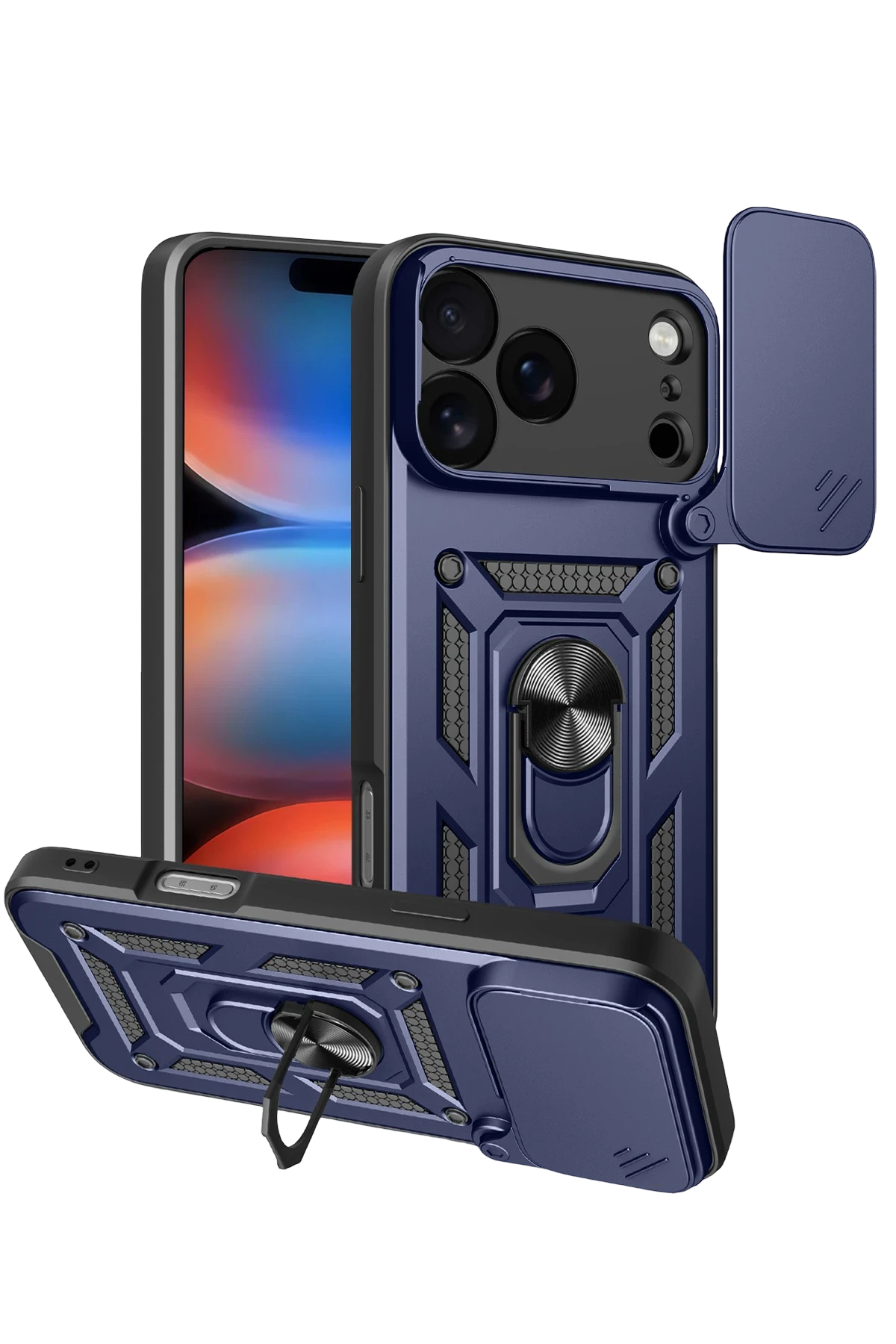 Newface Apple iPhone 17 Pro Max Pars Lens Yüzüklü Silikon - Lacivert