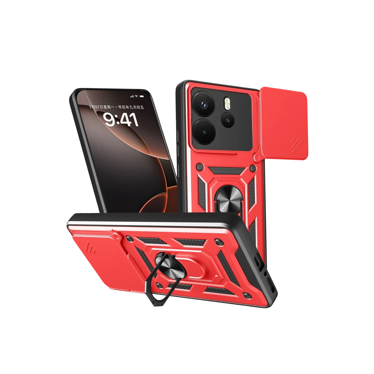 Newface Xiaomi Redmi Note 14 4G Pars Lens Yüzüklü Silikon - Kırmızı — görsel 6