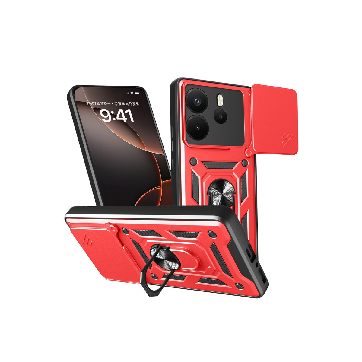 Newface Xiaomi Redmi Note 14 4G Pars Lens Yüzüklü Silikon - Kırmızı — görsel 11