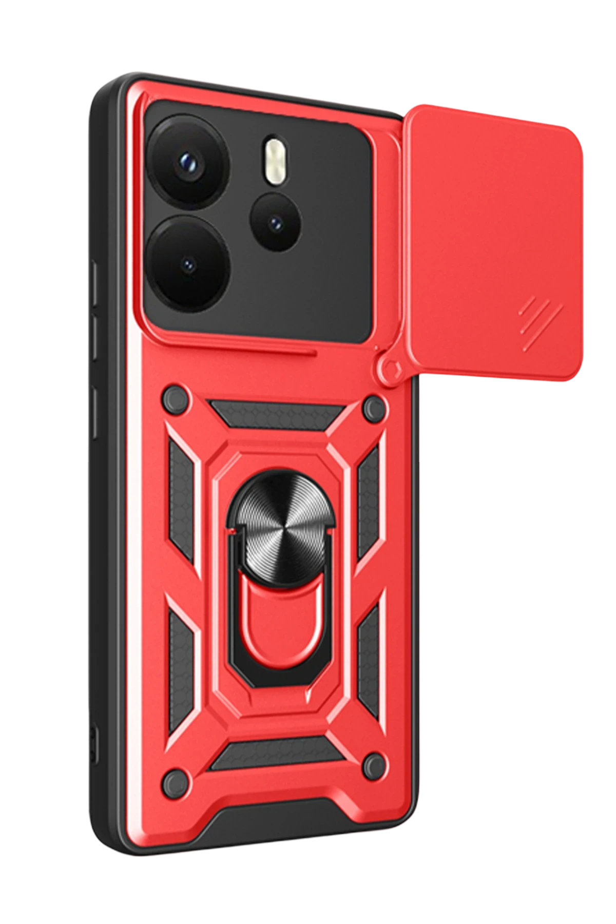 Newface Xiaomi Redmi Note 14 4G Pars Lens Yüzüklü Silikon - Kırmızı