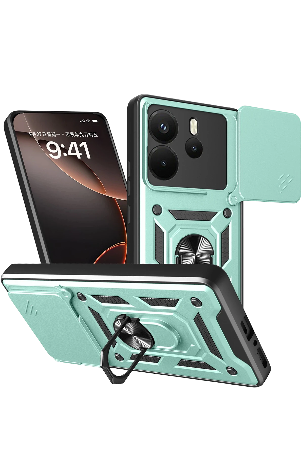 Newface Xiaomi Redmi Note 14 4G Pars Lens Yüzüklü Silikon - Yeşil