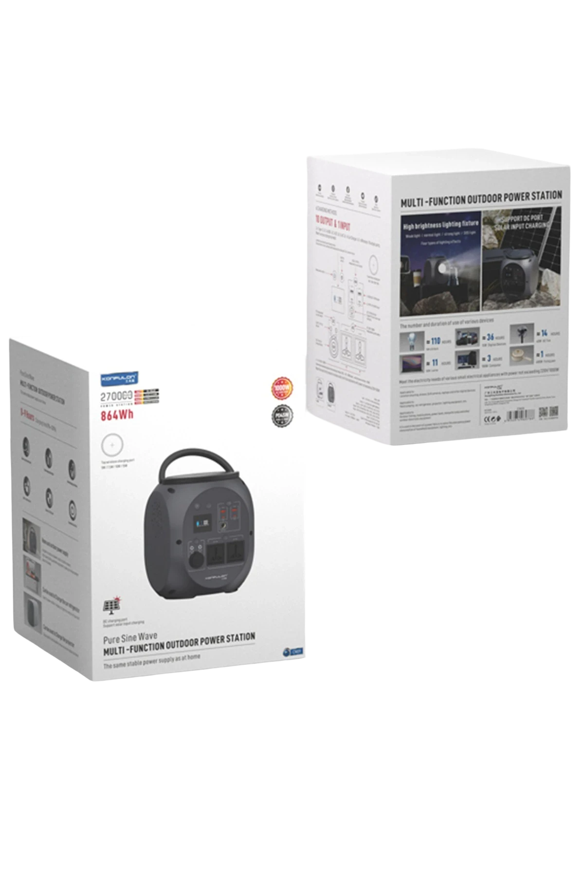 Konfulon CN09 Powerbank 1000W 270.000 mAh Kamp Şarj 45W PD - Gri — görsel 6