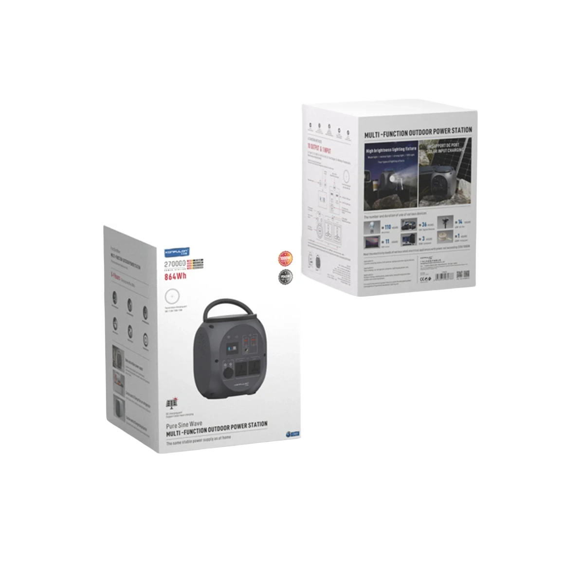 Konfulon CN09 Powerbank 1000W 270.000 mAh Kamp Şarj 45W PD - Gri — görsel 12