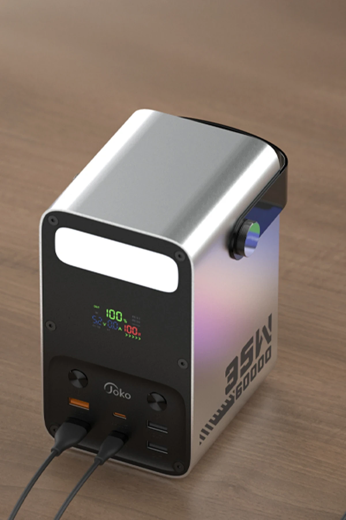 Joko J51 60.000 mAh Dijital Sarj Göstergeli Led Işıklı 35W PD Powerbank - Gümüş — görsel 2