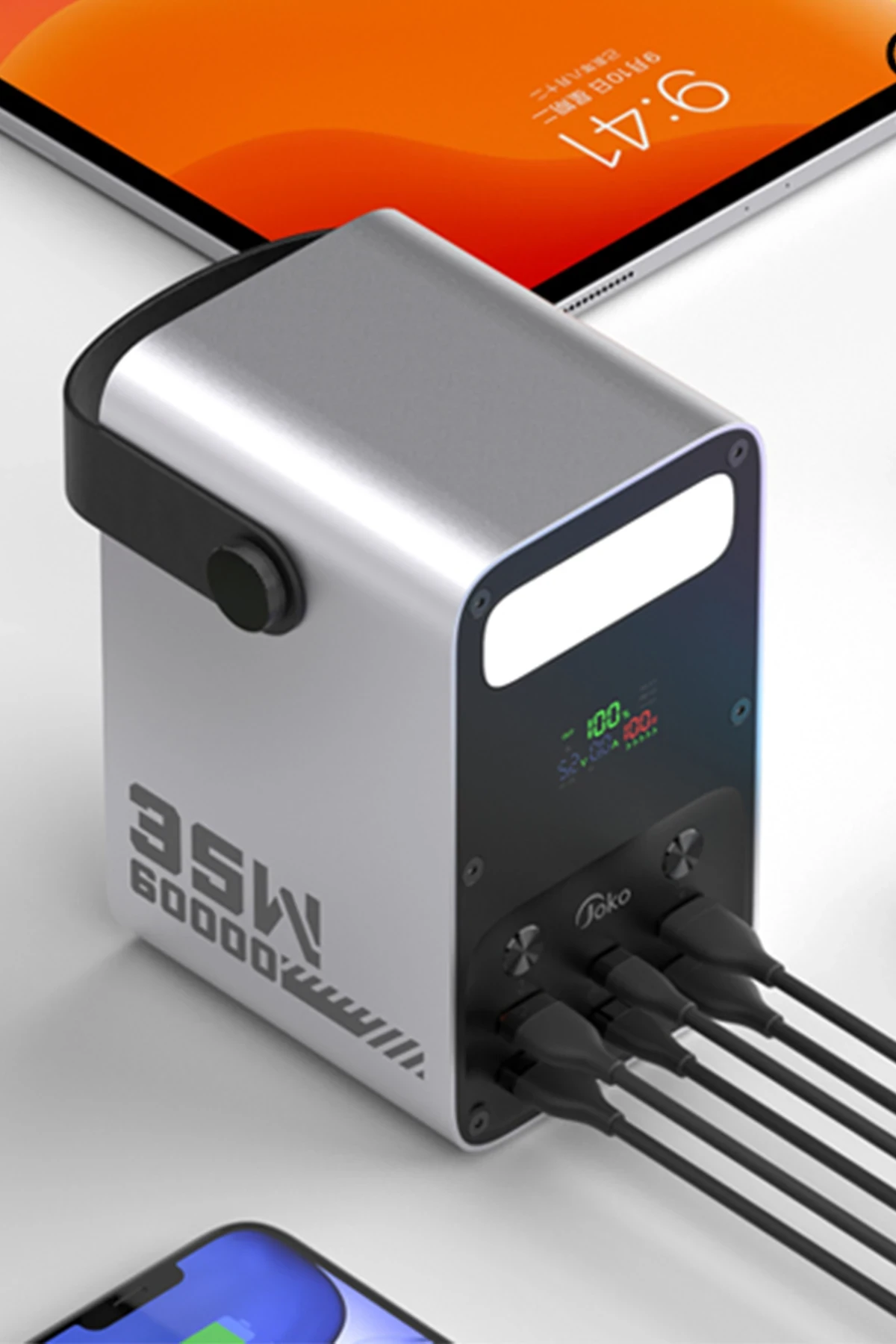 Joko J51 60.000 mAh Dijital Sarj Göstergeli Led Işıklı 35W PD Powerbank - Gümüş — görsel 4