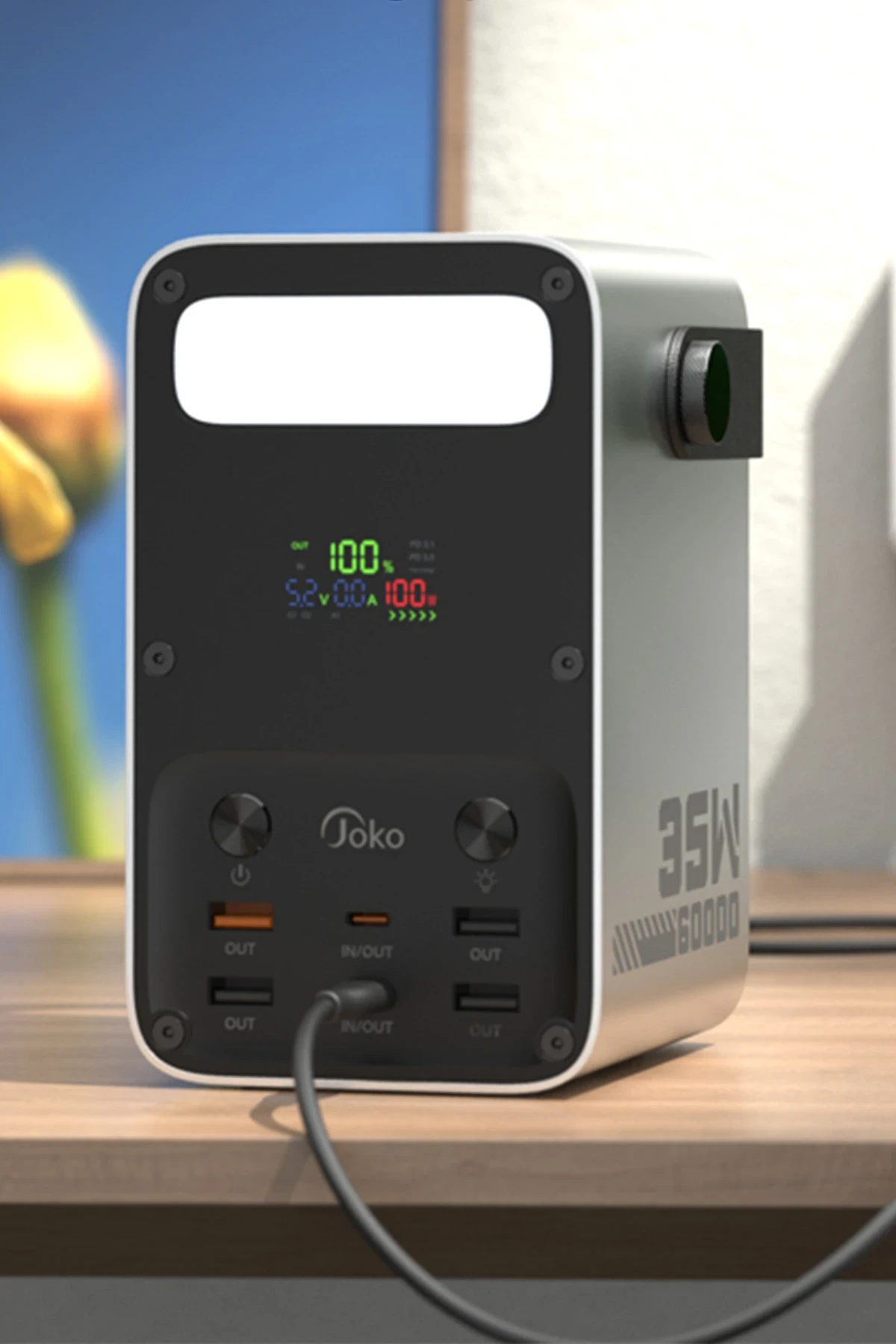 Joko J51 60.000 mAh Dijital Sarj Göstergeli Led Işıklı 35W PD Powerbank - Gümüş — görsel 5