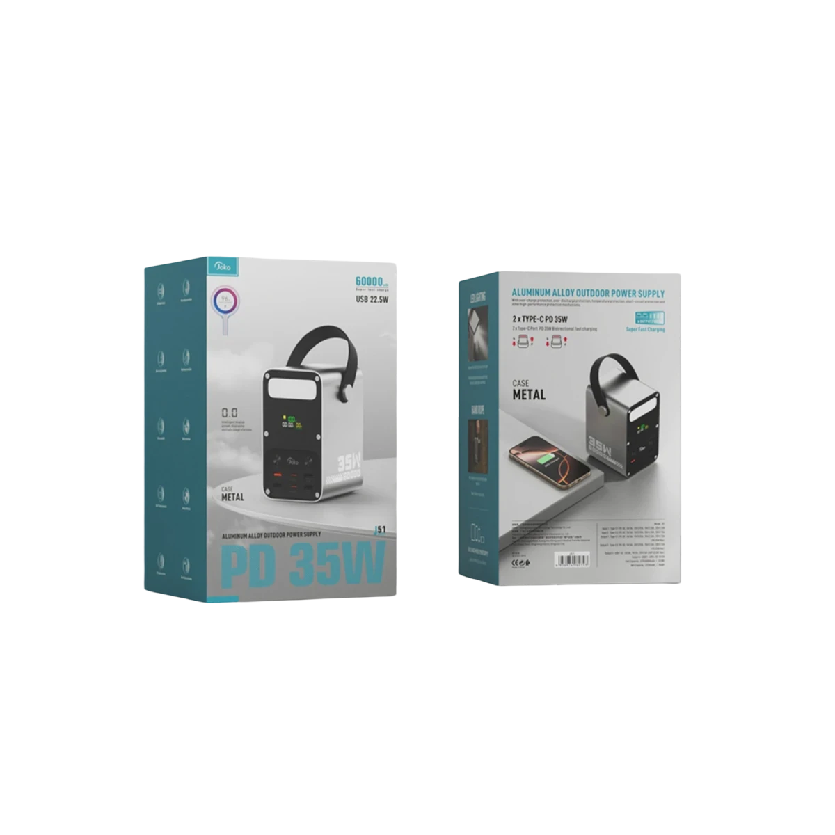 Joko J51 60.000 mAh Dijital Sarj Göstergeli Led Işıklı 35W PD Powerbank - Gümüş — görsel 12