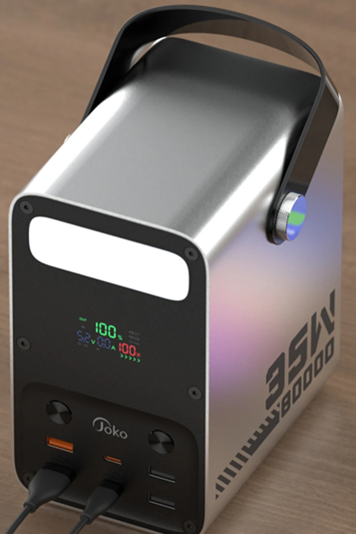 Joko J52 80.000 mAh Dijital Şarj Göstergeli Led Işıklı 35W PD Powerbank - Gümüş — görsel 2
