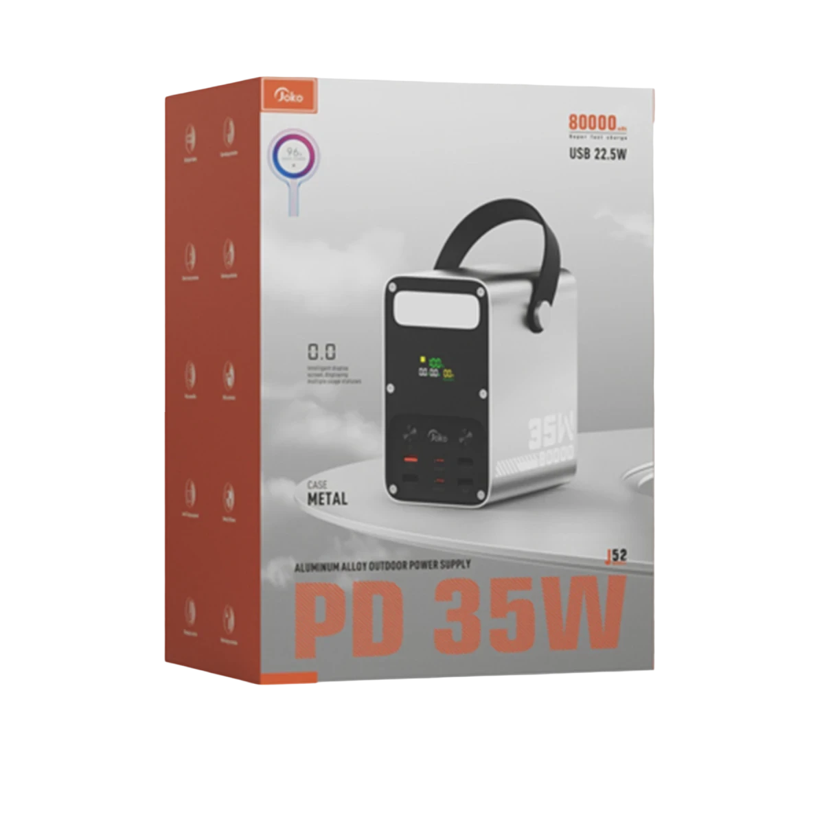Joko J52 80.000 mAh Dijital Şarj Göstergeli Led Işıklı 35W PD Powerbank - Gümüş — görsel 12
